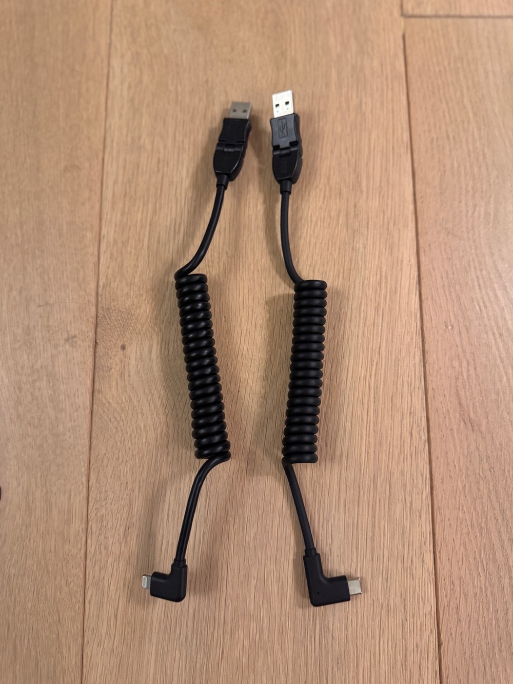 Set of Coiled USB to Lightning & USB-C Charging Cables